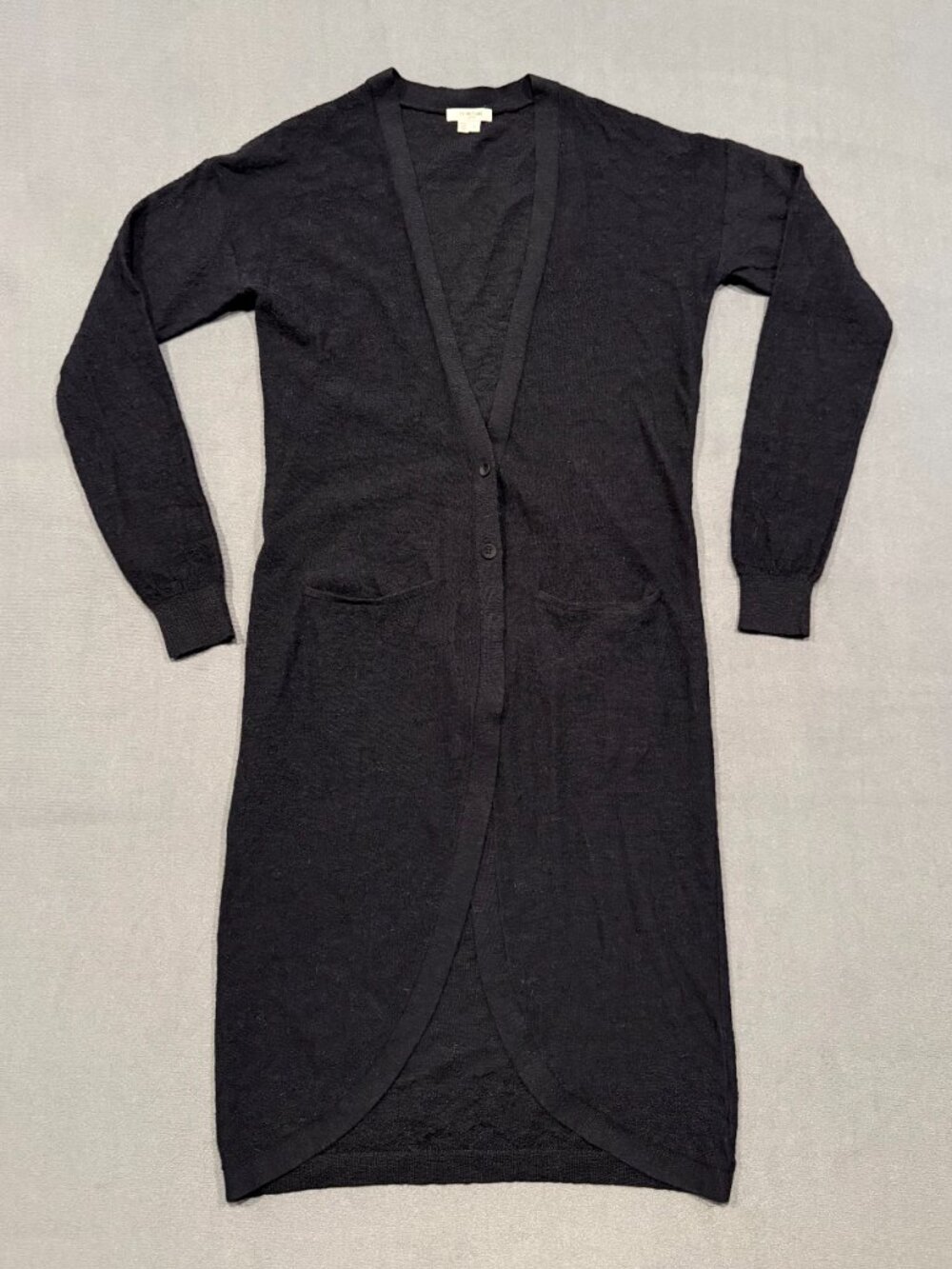 Helmut Lang Long Cardigan Women’s Large Black Minimalist Duster Sweater
